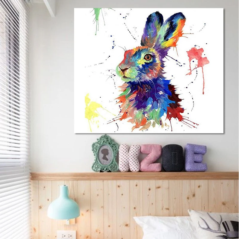 Diy Цифровая картина цвет животных Кролик Фламинго Пудель Сова Тигр лошадь