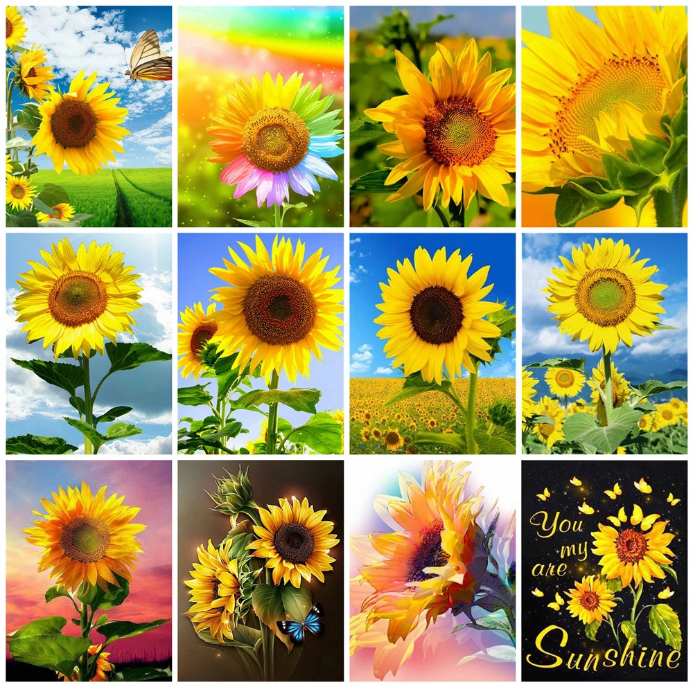 Huacan 5д алмазная мазайка подсолнух цветы вышивка полная выкладка распродажа