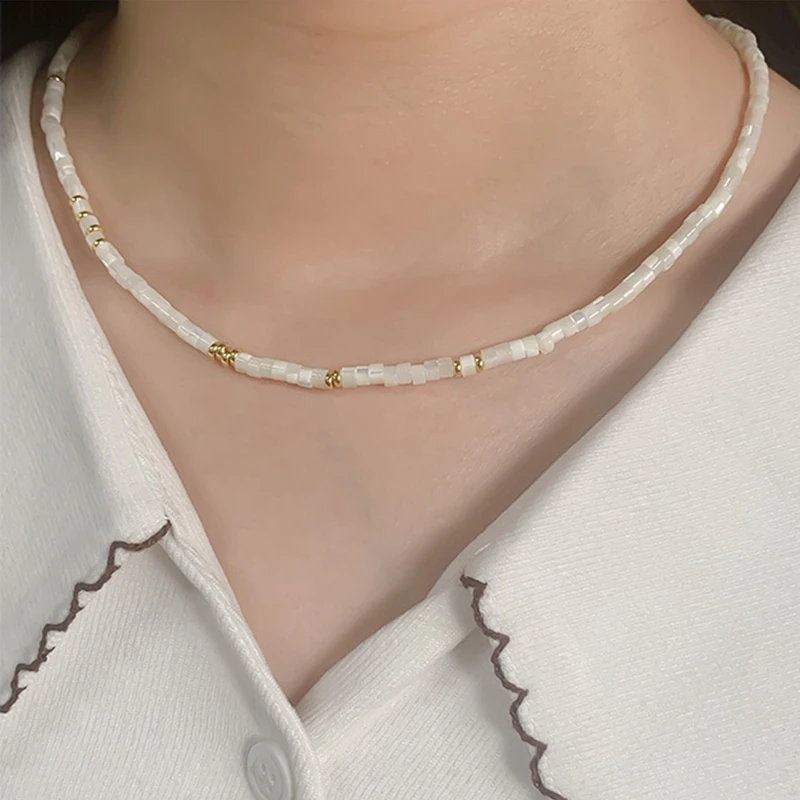 

Silvology 925 Sterling Silver Natural Shell Beaded Choker Necklace for Women Handmade Elegant Luxury Necklace Minimalist Jewelry