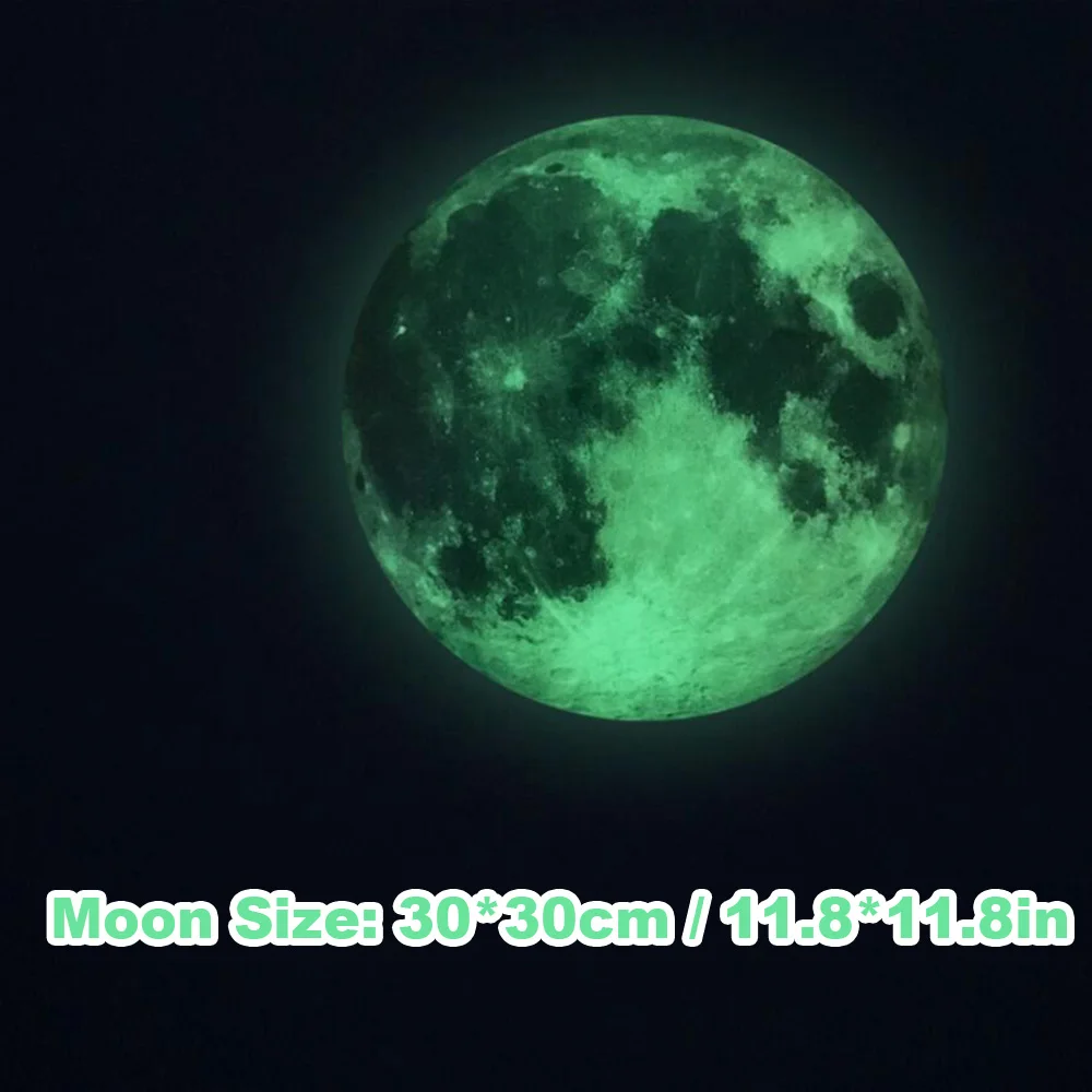 Новая настенная наклейка светящаяся в темноте луна звезды точки комбинация