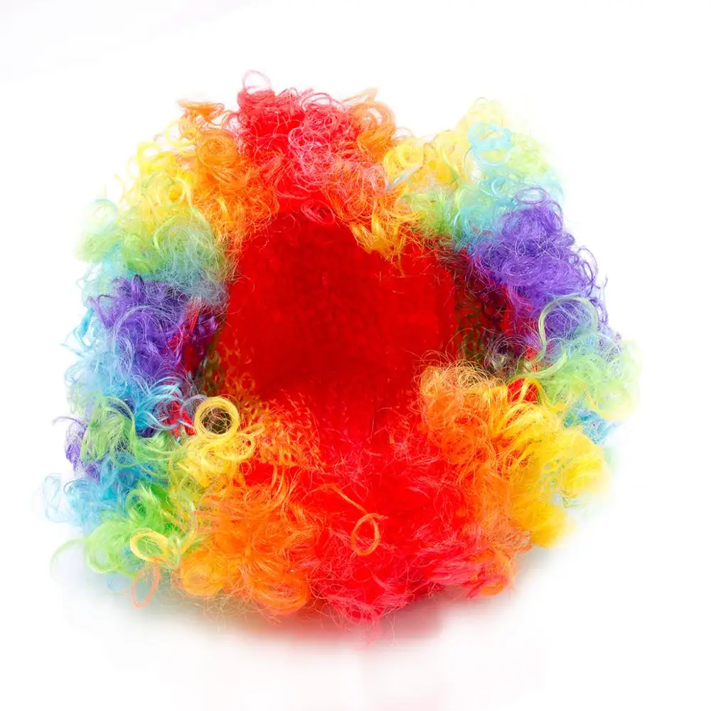 Similler аниме курчавые вьющиеся короткие парики Радужный красочный синтетический