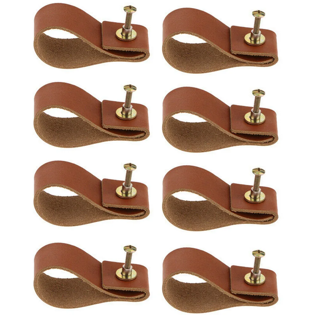 8 шт. ручной работы кожаные шкаф дверь тянет в европейском Стиль мягкие