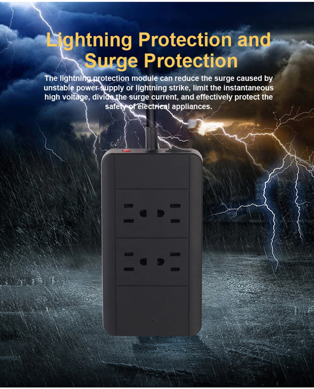Сетевой фильтр, сетевой фильтр, 4 USB розетки переменного тока, штепсельная розетка США с USB 4 портами QC3.0, быстрая зарядная станция, 6 футов/1,8 м, удлинитель