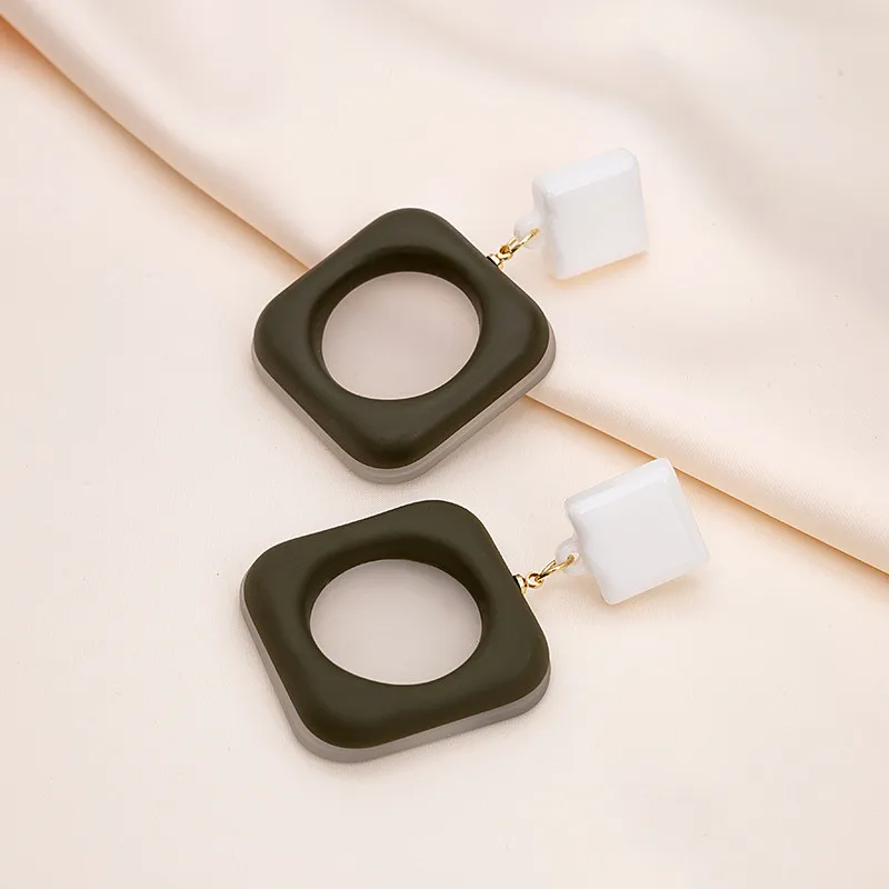 Модные Простые цветные контрастные Квадратные подвесные серьги милые