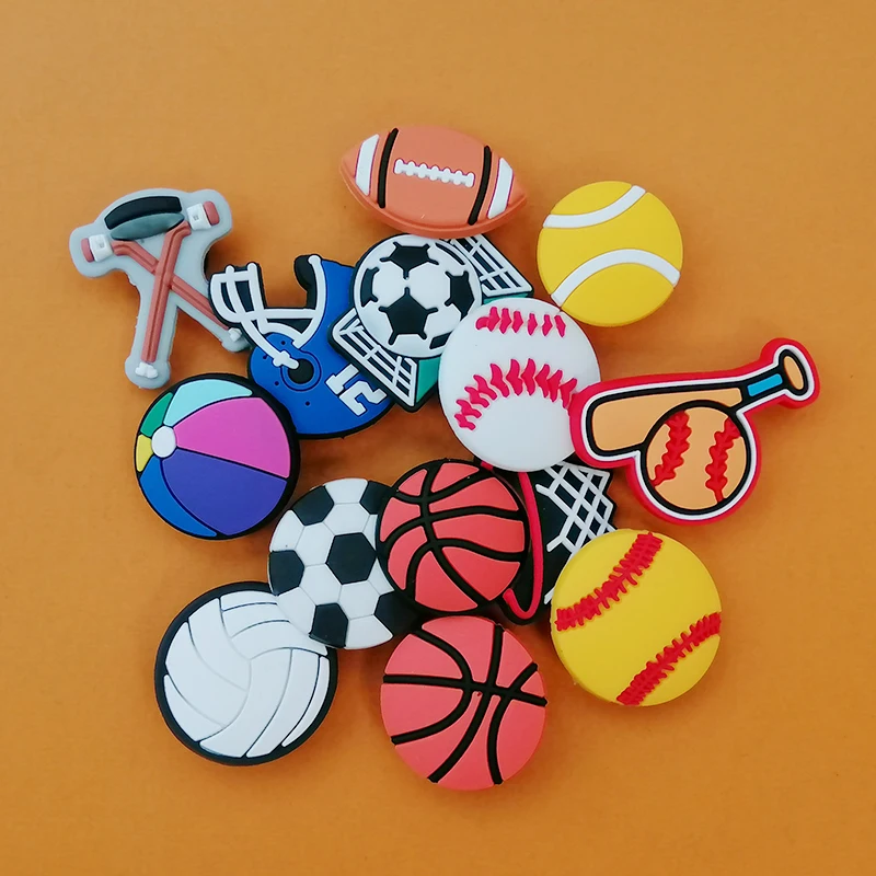 

Single Sale Ball Basketball Football PVC Garden Shoes Charm Shoe Buckle Decoration Best Gift For Children