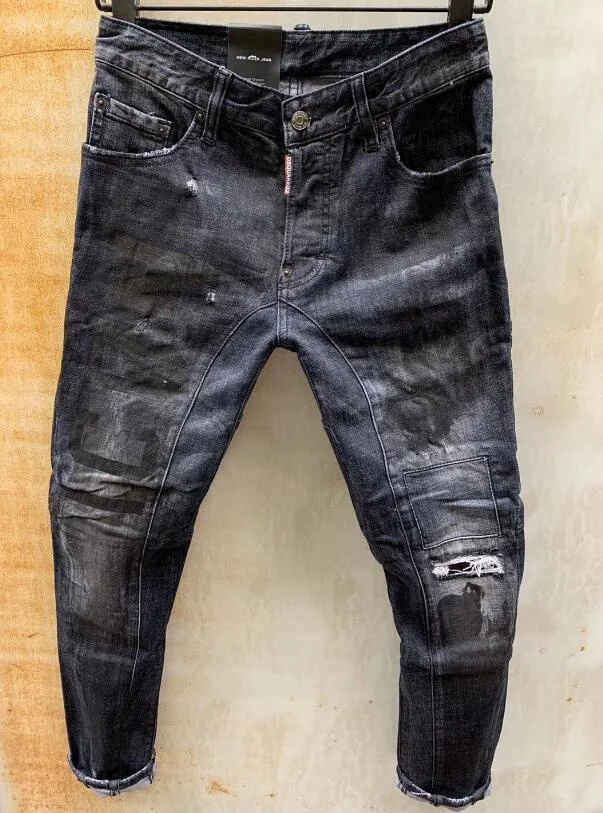 

Женские/мужские новые рваные джинсы DSQ джинсы мотоциклетная джинсовая куртка Мужские брюки T115