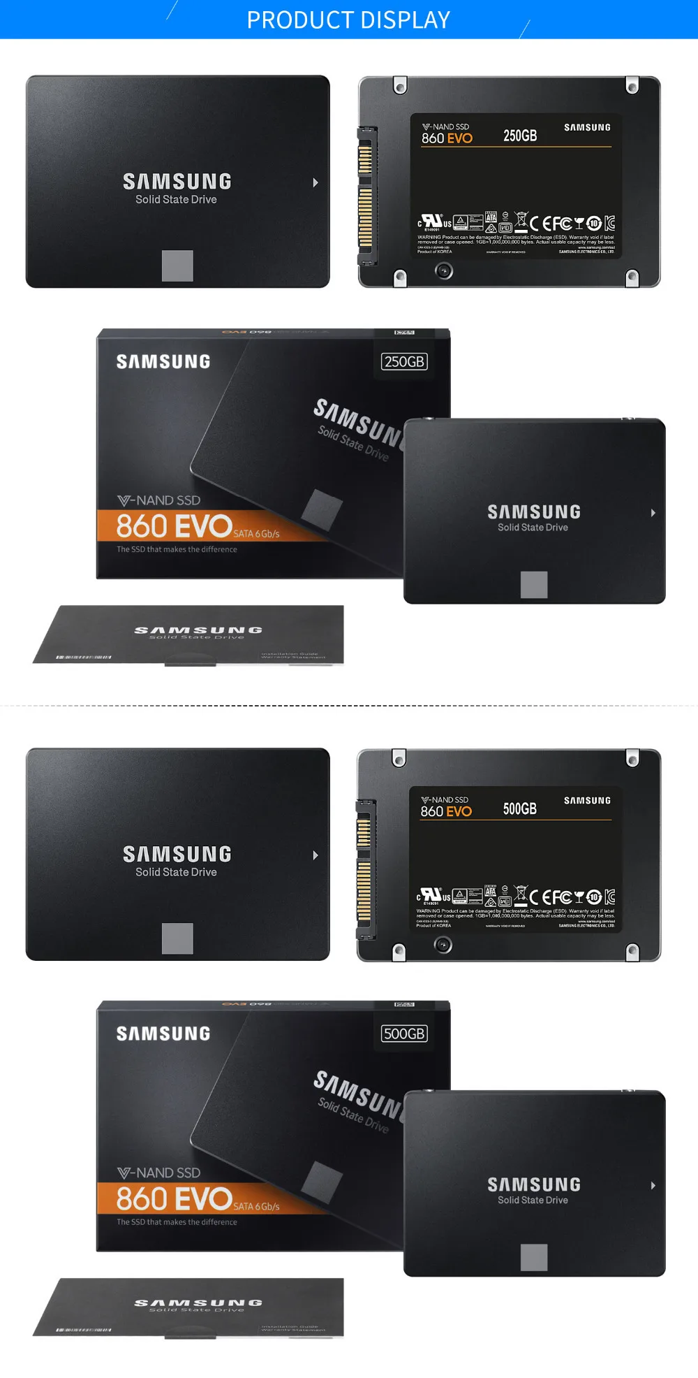 SAMSUNG 860 PRO 1 ТБ Interno 256GB 512GB Disco Estado 256g SSD SATA3 2," HHD MLC Para Ordenador Escritor