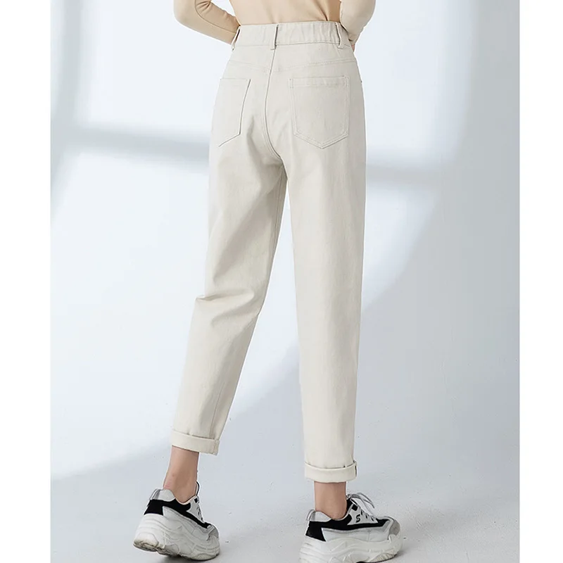 Джинсы женские с завышенной талией базовые свободные прямые штаны-султанки из