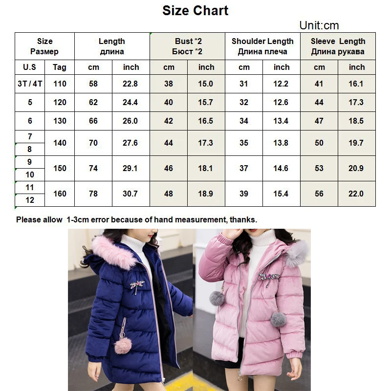

Kids Winter Jacket Faux Fur Hooded Cartoon Pattern Boutique Down-cotton Coat Pleuche Thick Snowwear Girls 3-12T Jackets Clothes