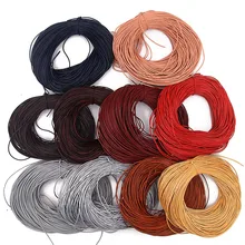 Cuerda redonda de cuero de vaca genuino para fabricación de joyas, cuerda para hacer pulseras, DIY, 1,5-3mm, 10 colores, 5 metros/lote, 2021