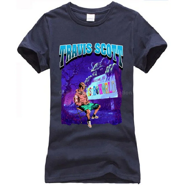 Women navy blue Трэвиса Скотта Astroworld, футболка, размер, подарок, принт, мужская, черная, классная, повседневная, прайд, футболка, мужская, унисекс, новая, модная футболка - Цвет: Women navy blue