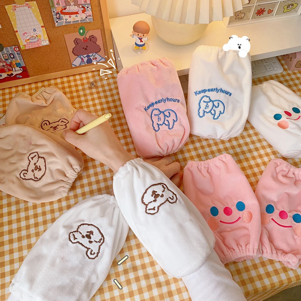 Детские фланелевые нарукавники с мультяшным медведем защита от загрязнений