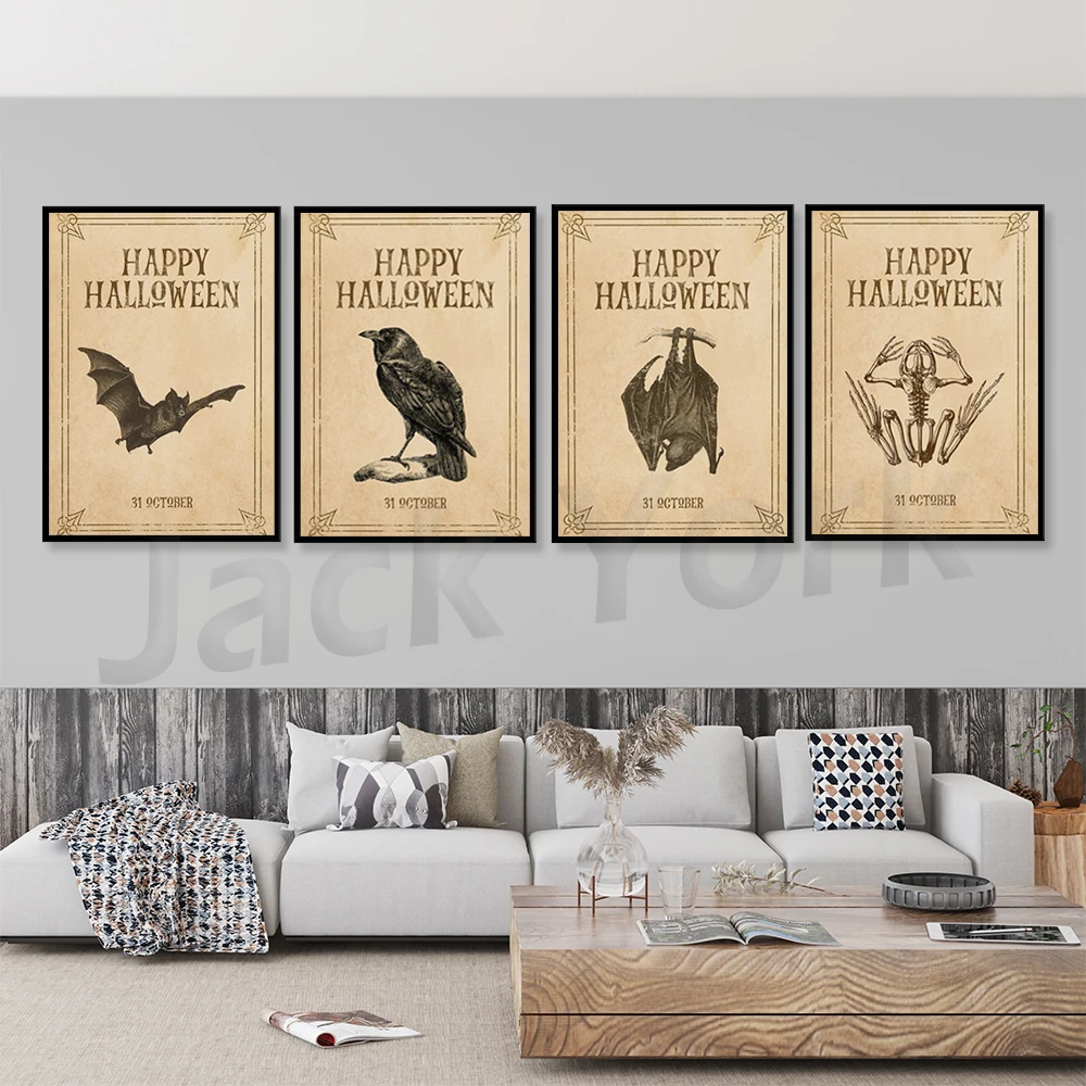 

Halloween Bat Decor, Vintage Halloween Wall Art, Happy Halloween Print, Halloween Home Decor, Antique Bat Print