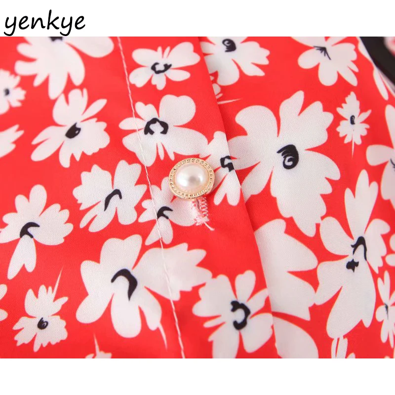 Женская винтажная блузка с длинным рукавом цветочным принтом | одежда