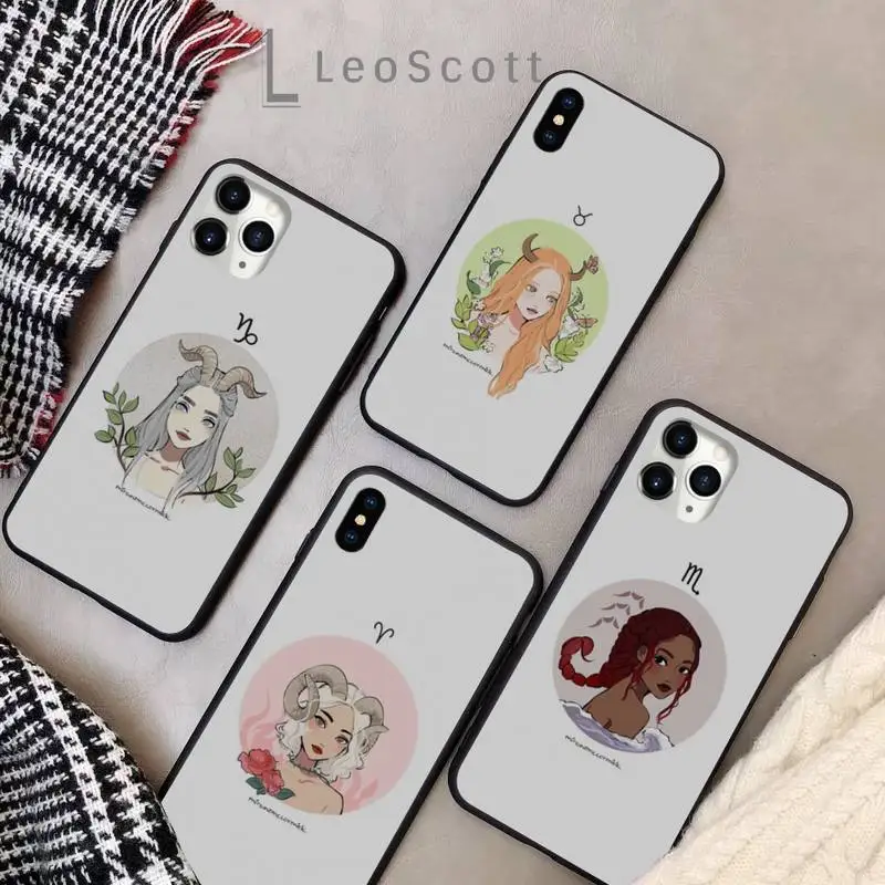 

12 constellation zodiac signs girl Phone Case for iPhone 11 12 pro XS MAX 8 7 6 6S Plus X 5S SE 2020 XR Soft silicone funda