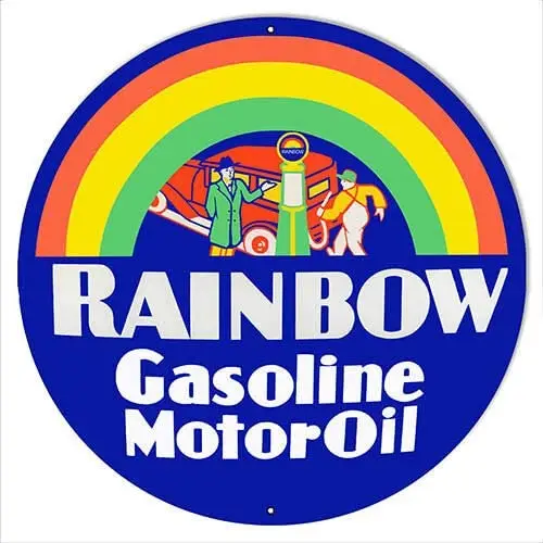 

Rainbow Motor Oil Round Metal Tin Sign Suitable for Home and Kitchen Bar Cafe Garage Wall Decor Retro Vintage 12 X 12 Inch Round