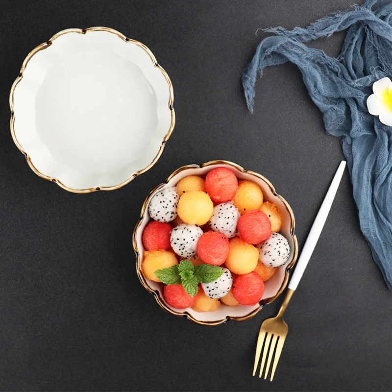 Посуда в японском стиле керамическая чаша для фруктов и салата ручной росписи