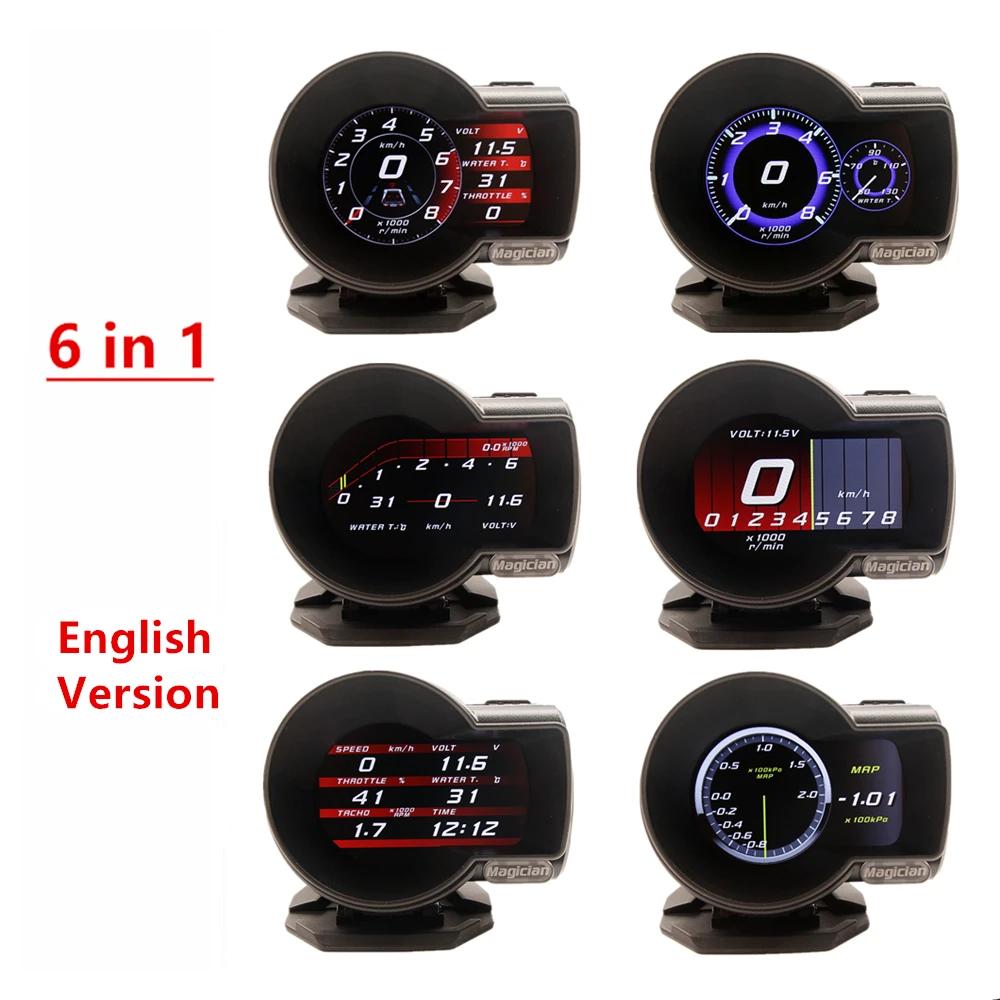 Профессиональный маг OBD2 F835 дисплей на голову Автомобильный цифровой датчик напряжения измеритель скорости температура воды сигнализация масло Авто F 835 OBD 2