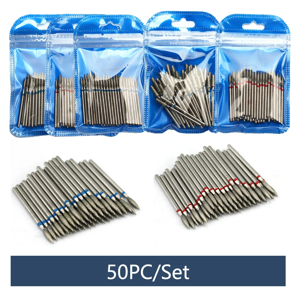 

50pc Nail Drill Bits Diamond Set for Cuticle Electric Manicure Milling Cutter Nail Files Gel Remove Nail Equipment Accessory