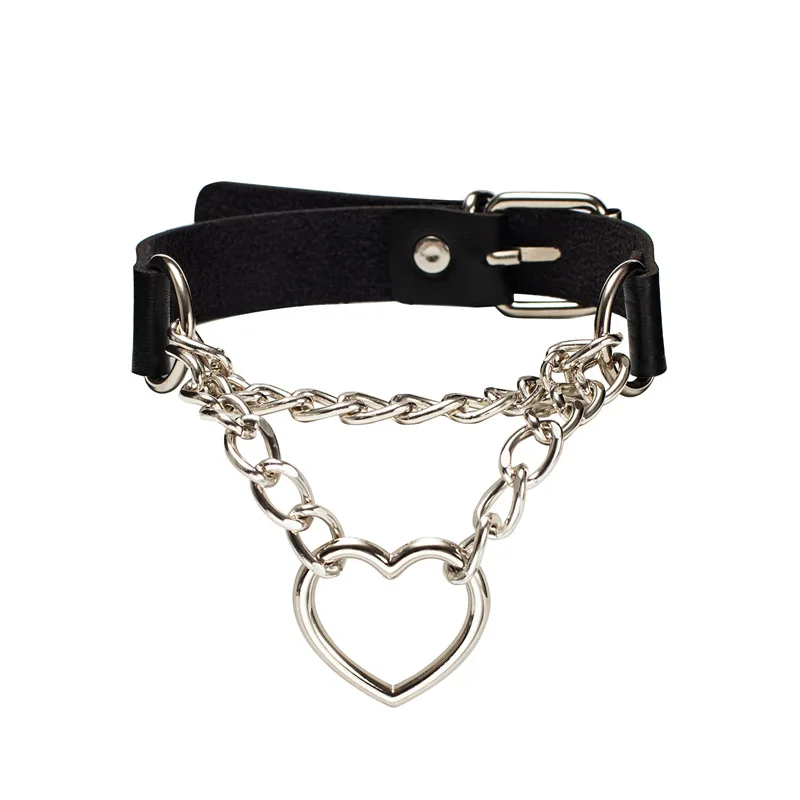 

Factory Chain Fashion Harajuku PU Leather Single Ring Collar Bandana Street Shooting Nightclub Wild O-Shaped Necklace Neck N