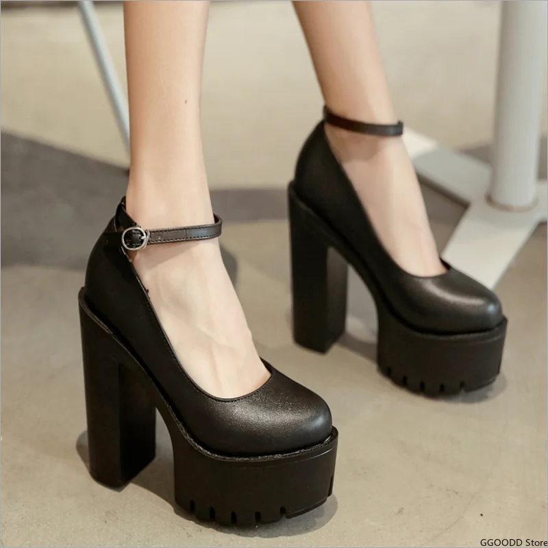 

2022 New Spring and Autumn Casual High Heels Sexy Thick Heel Platform High Heels Black and White Stage Shoes Fashion Shoes