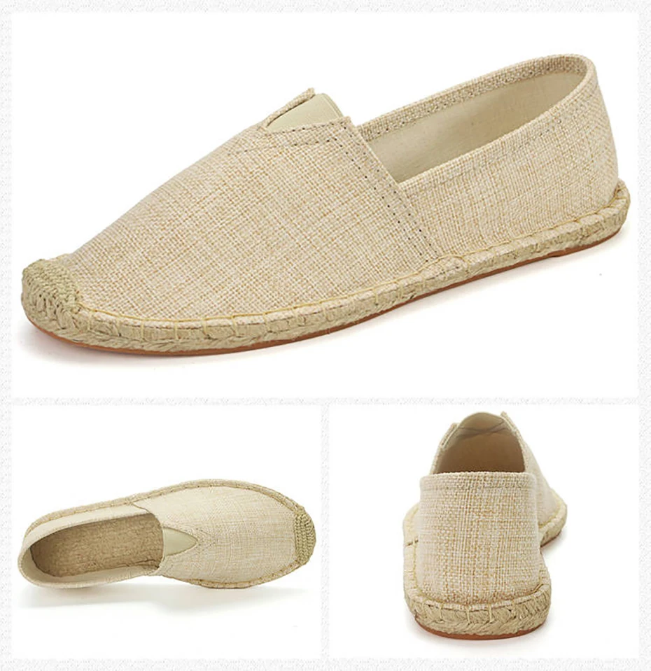 Plus Size 47 Linen Breathable Casual Flats Shoes Mens Espadrilles Loafers Fashion Boy Canvas Fisherman Driving Footwear | Обувь