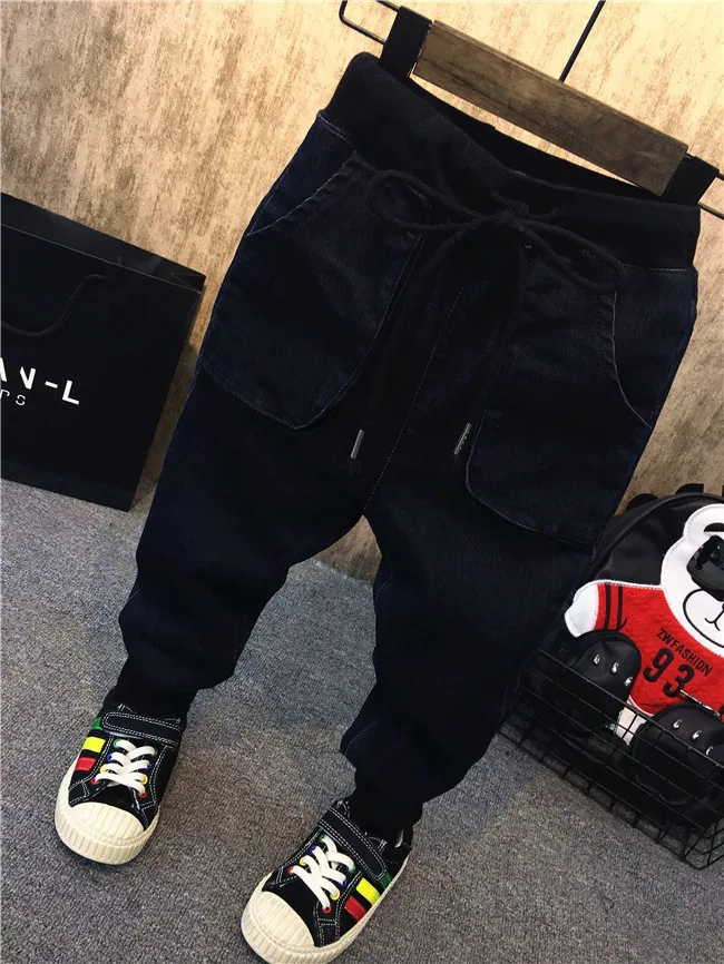 Детские джинсы весенние детские брюки повседневные с большими карманами |