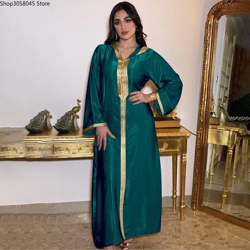 2021 Рамадан Дубай Abayas для женщин Caftan Marocain индейка мусульманская Мода С Капюшоном