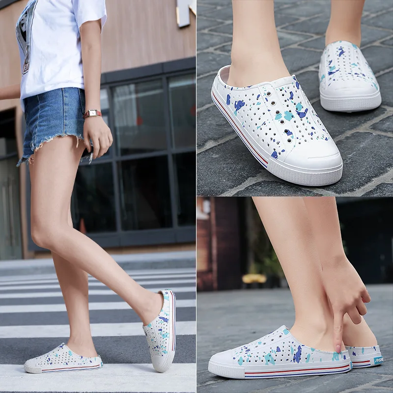 Summer Foreign Trade Couples ban tuo xie Closed-toe Hollow out Large Size Beach Lightweight Breathable Soft Bottom Sandals | Обувь