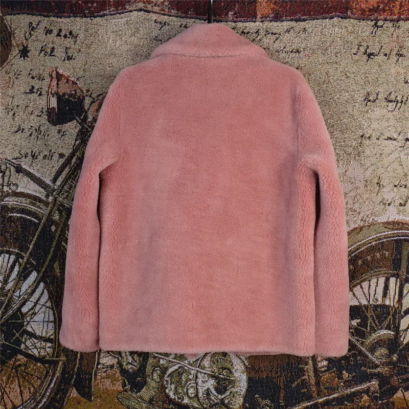 

100% Wool Women Coat & Jacket Female Warm Winter Clothing Cashmere Outerwear Pink Plus Oversized XXXL 2XL 3XL