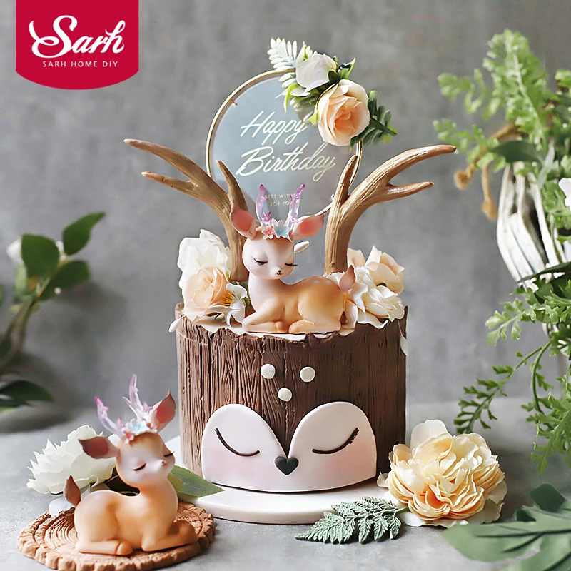 Искусственные цветы в виде оленя из смолы кофейного стиля железные акриловые