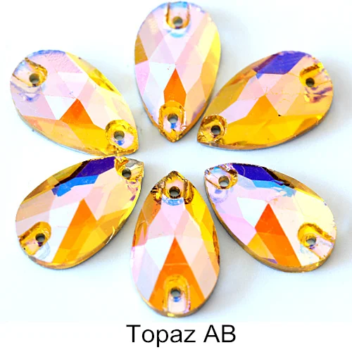 topazAB Высокое качество, много цветов, каплевидные пришивные стразы, каплевидные пришивные камни, стеклянные стразы, пришивные стразы, свадебное платье Y1250 - Цвет: topazAB