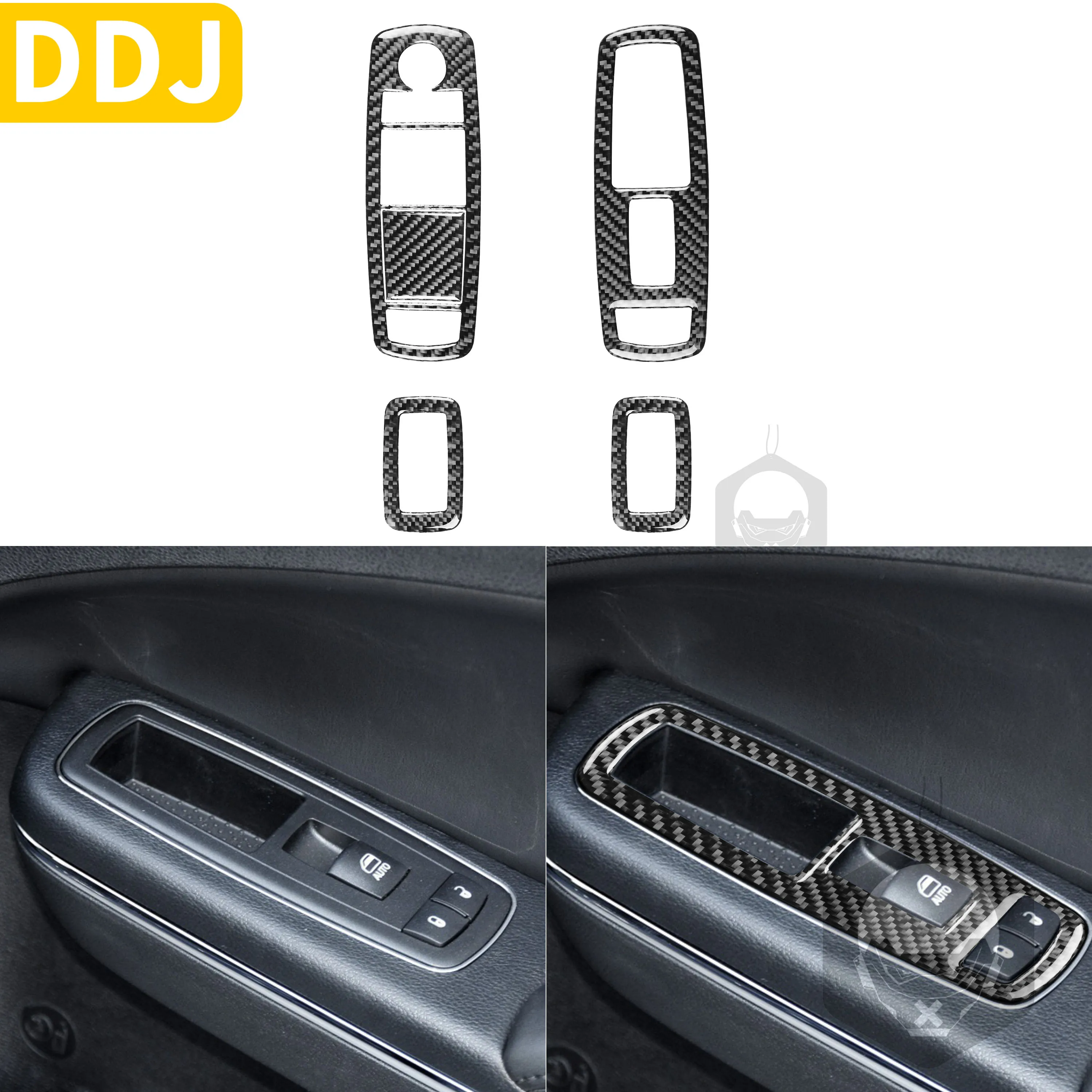 

Carbon Fiber Door Control Switch Frame Sticker For Dodge Charger LD 2015+ Lifting Button Tuning Overlay Interior Car Accessories
