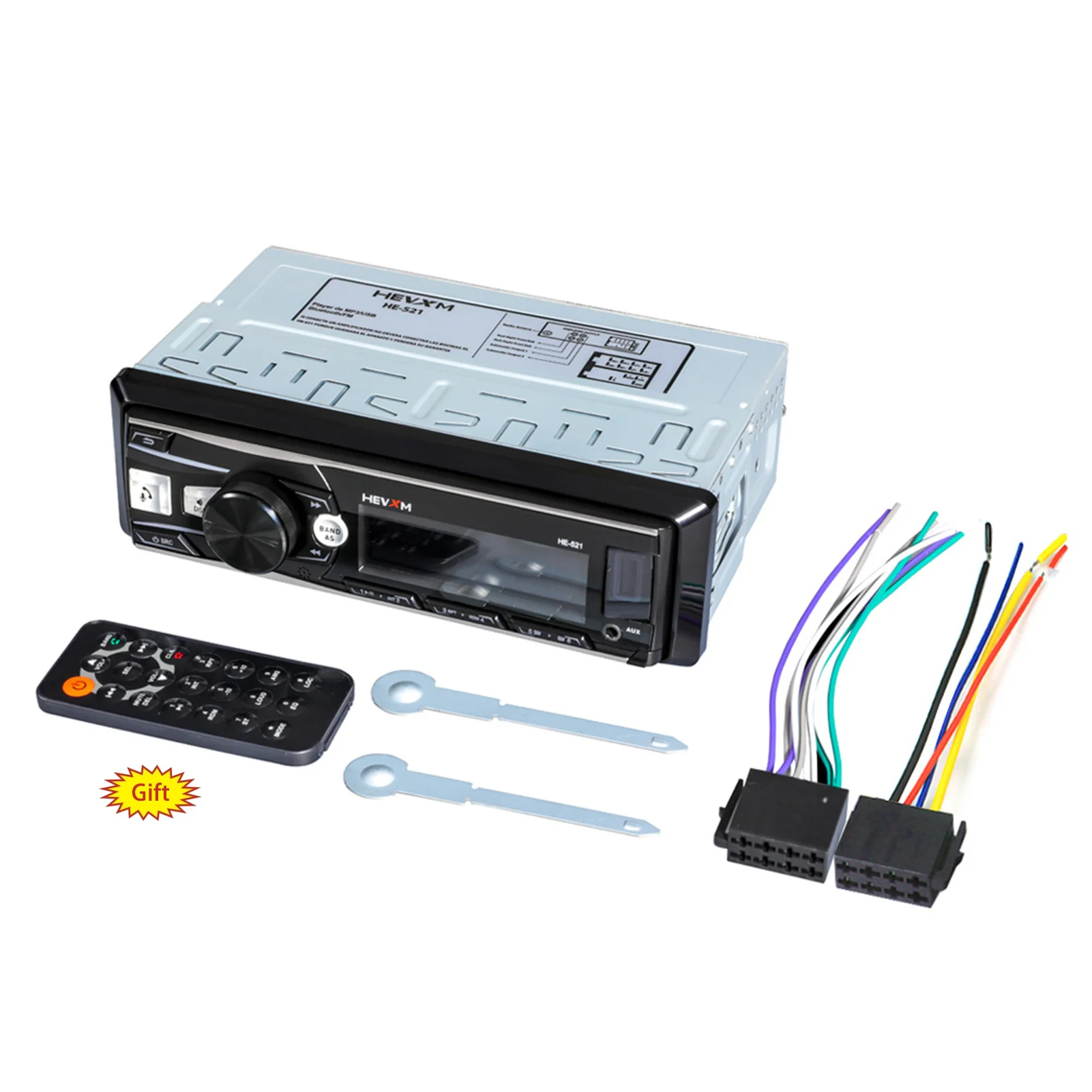 

HEVXM 7 Colors Digital HD LCD Display Car Stereo 1DIN 64GB USB/IN-Dash Car Radio Stereo Voice Remote Control Removable Panel BT