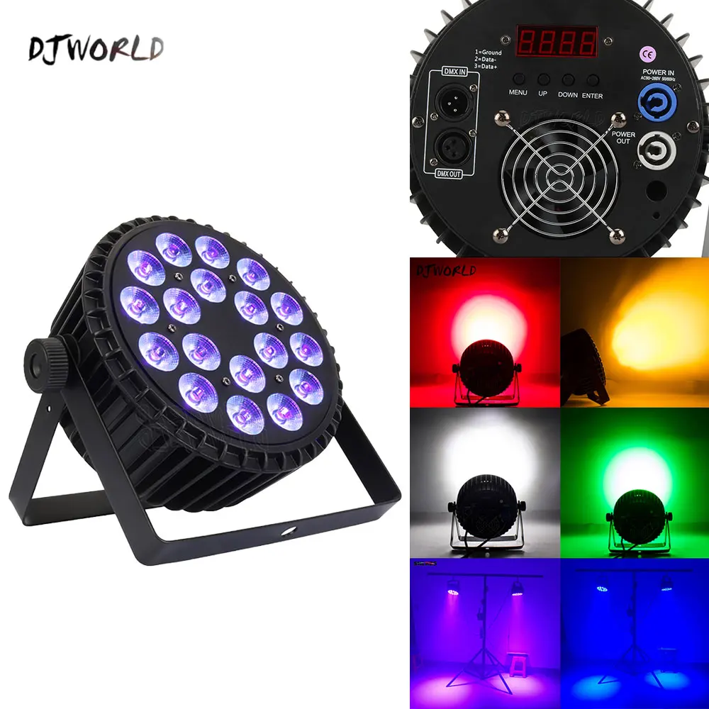 Дешево Светодиодный прожектор Par 18x18 Вт RGBWA + UV DMX 512, управление сценическим эффектом для диджея, дискотеки, театра, вечеринки, профессиональсветильн...
