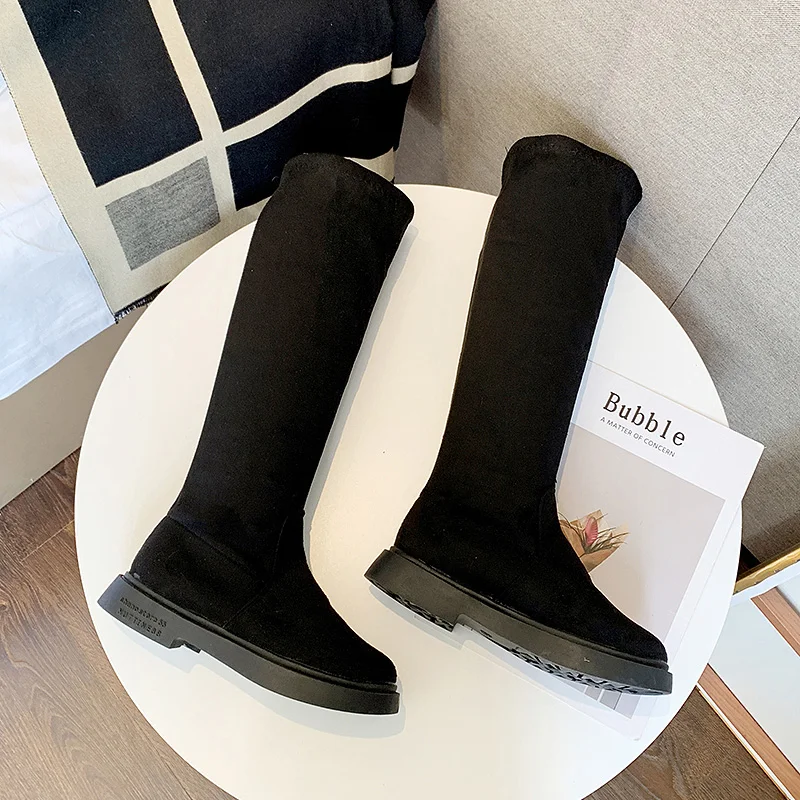 Женские сапоги до колена женские удобные зимние из флока высокие ярких цветов