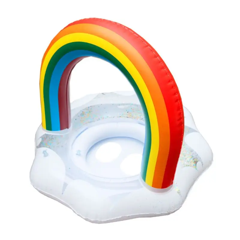 

Inflatable Glitter Sequins Swimming Ring Arch Rainbow Cloud Toddler Baby Seat Circle Float Water Entertainment Toy for Pool DXAD