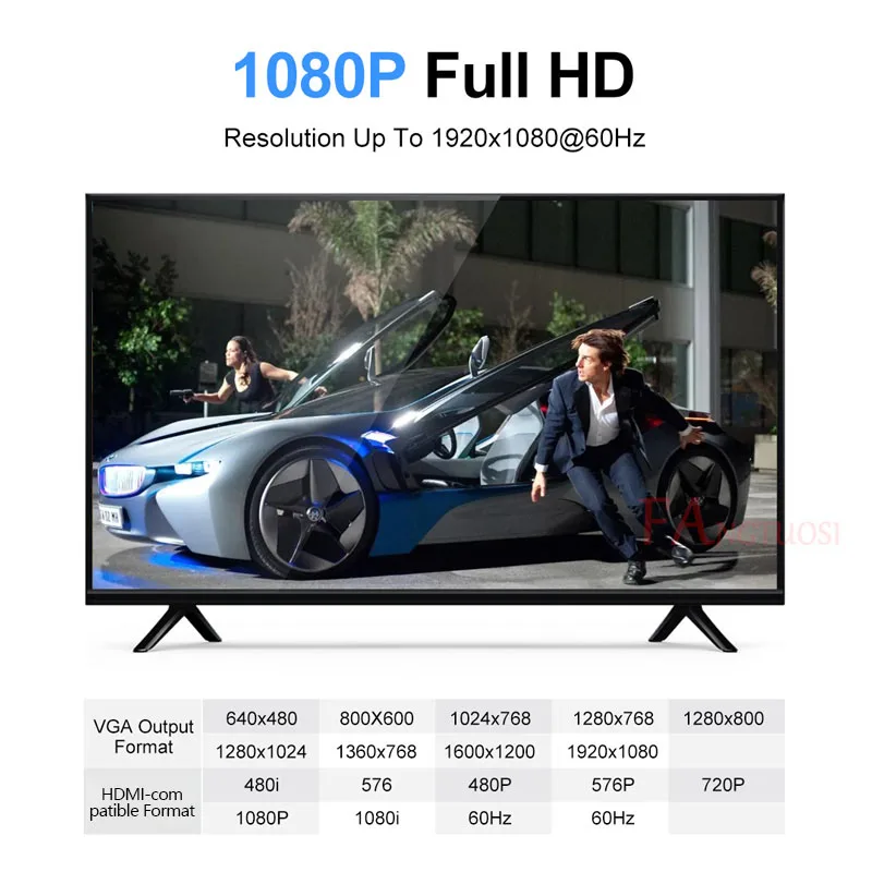 FANGTUOSI 1080P HDMI совместимый адаптер VGA Папа мама конвертер с видео и аудио кабелем для