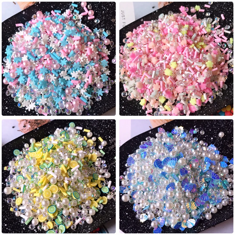 Boxi Additives For Slime Kit Cute Polymer Clay Fruit Supplies Glitter Sprinkle DIY Slice Topping Filler For Fluffy Crunchy Slime