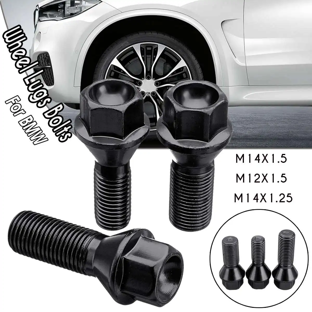 Наконечники для автомобильных колес Болты Гайки шпильки Винты M12 x 1 5 M14 25 ЧЕРНЫЙ BMW