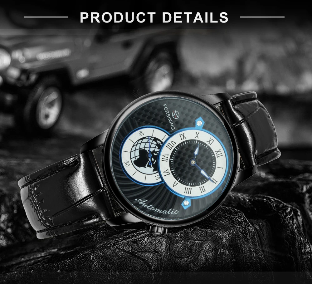 Часы мужские механические с кожаным ремешком под золото | Наручные часы