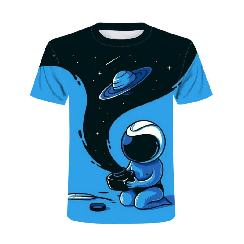 

Summer men's and women's T-shirt, colorful star sky round neck short sleeve T-shirt, 3D printing, high quality, new in 2021