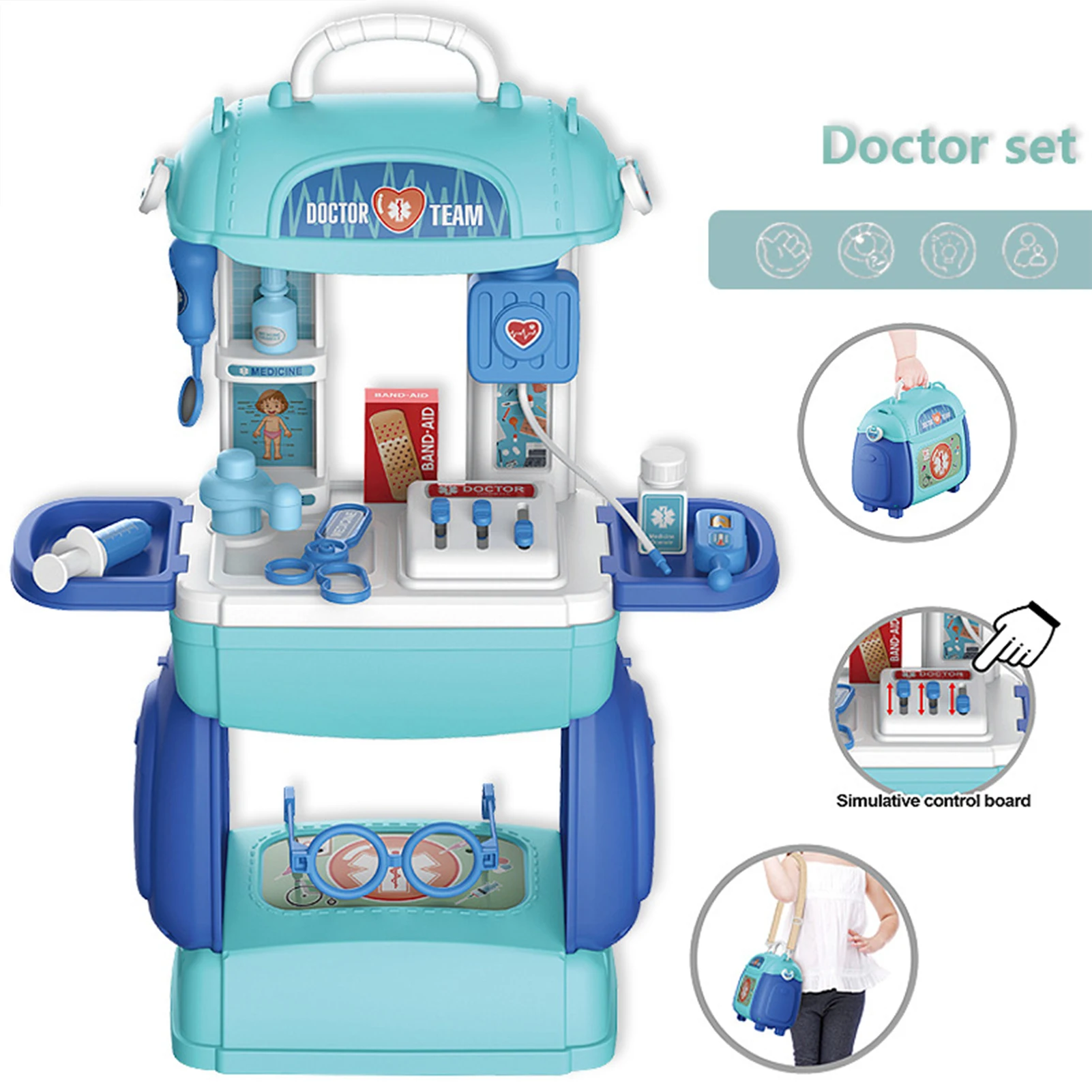

Children Doctor Pretend Play Simulation Medical Toy Set Odorless Suitcase With Messenger Bag For Children's Fun vividly