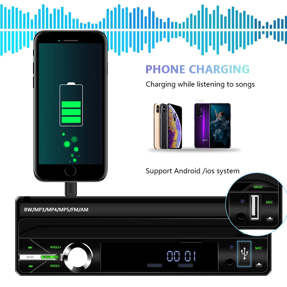 Автомагнитола Camecho 1 Din Android 9 0 мультимедийный проигрыватель с выдвижным GPS Wi Fi 7