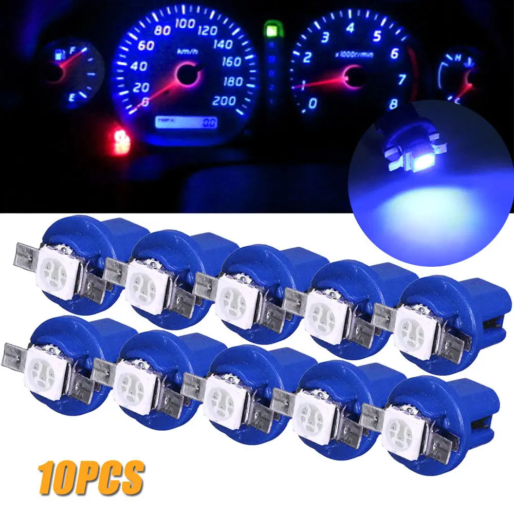 

10pcs blue T5 B8.5D 5050 1SMD Car LED Dashboard Dash Gauge Instrument Light Bulbs Dashboard Shifter A/C panels other gauges lamp