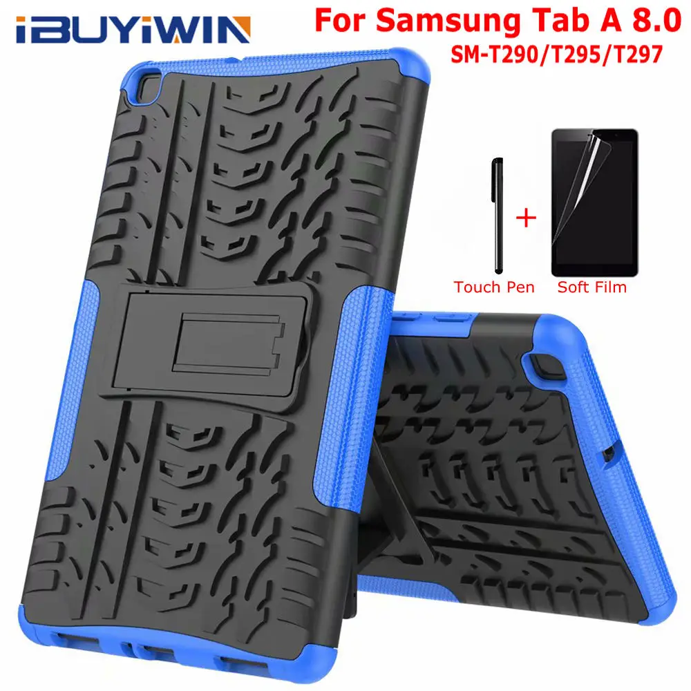Ударопрочный силиконовый ТПУ чехол для Samsung Galaxy Tab A 8,0 SM-T290/T295/T297 8," планшет Funda Capa чехол для детей+ пленка+ ручка