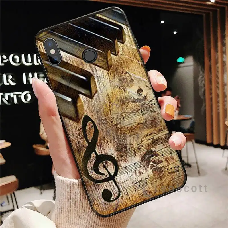 

black white music piano keys notes Phone Case For Xiaomi Redmi Note 4 4x 5 6 7 8 pro S2 PLUS 6A PRO