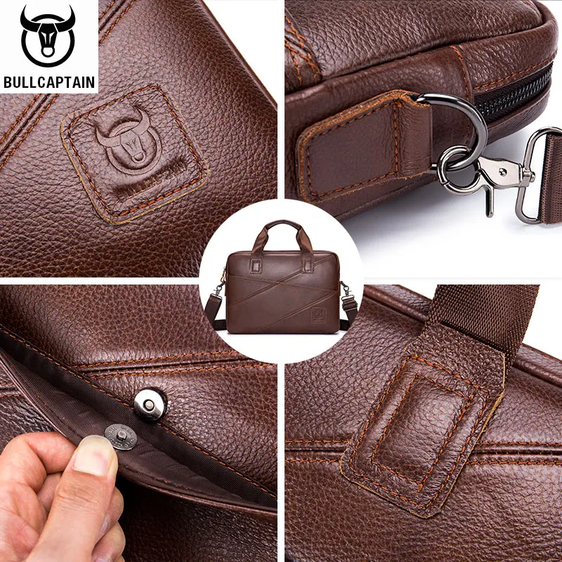 

Bullcaptain 2020men's Briefcase Business Handbag Can Be Used for 15 Inch Laptop Casual Shoulder Messenger Bags Leather Bag Men
