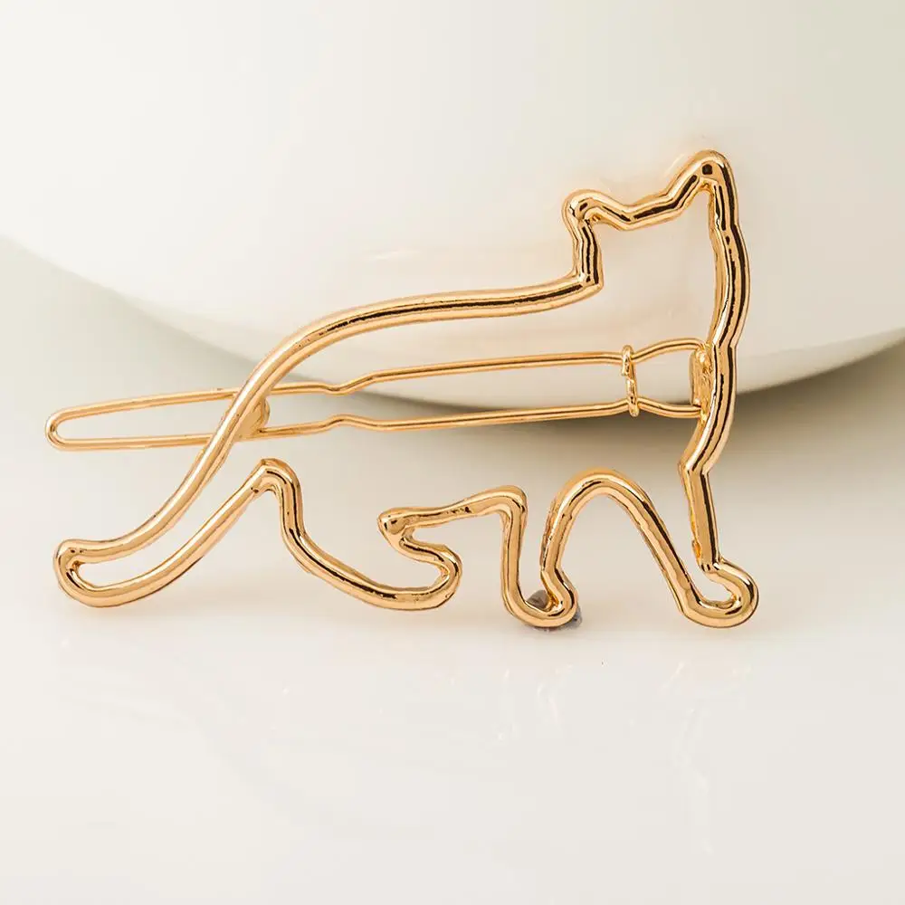 Полые металлические заколки для волос в форме кота девочек креативные звезды