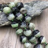 16mm faceted green and black agates ball beadsnugget pendant space necklace beads for diy jewelry making my210466